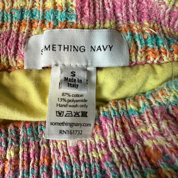 Something Navy Pastel Rainbow Sweater Shorts Rainbow SMALL Crochet Italian $115 - Picture 10 of 11